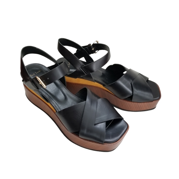 Paul Smith Black Platform Sandals Cross Over Slingback Open Toe Sandals 6.5 - Picture 10 of 15
